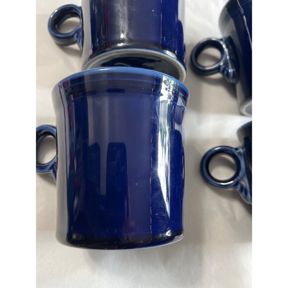 Set Of 4 HLC Fiesta Coffee Cups With Round Handles Cobalt Blue Made In USA - Picture 5 of 5